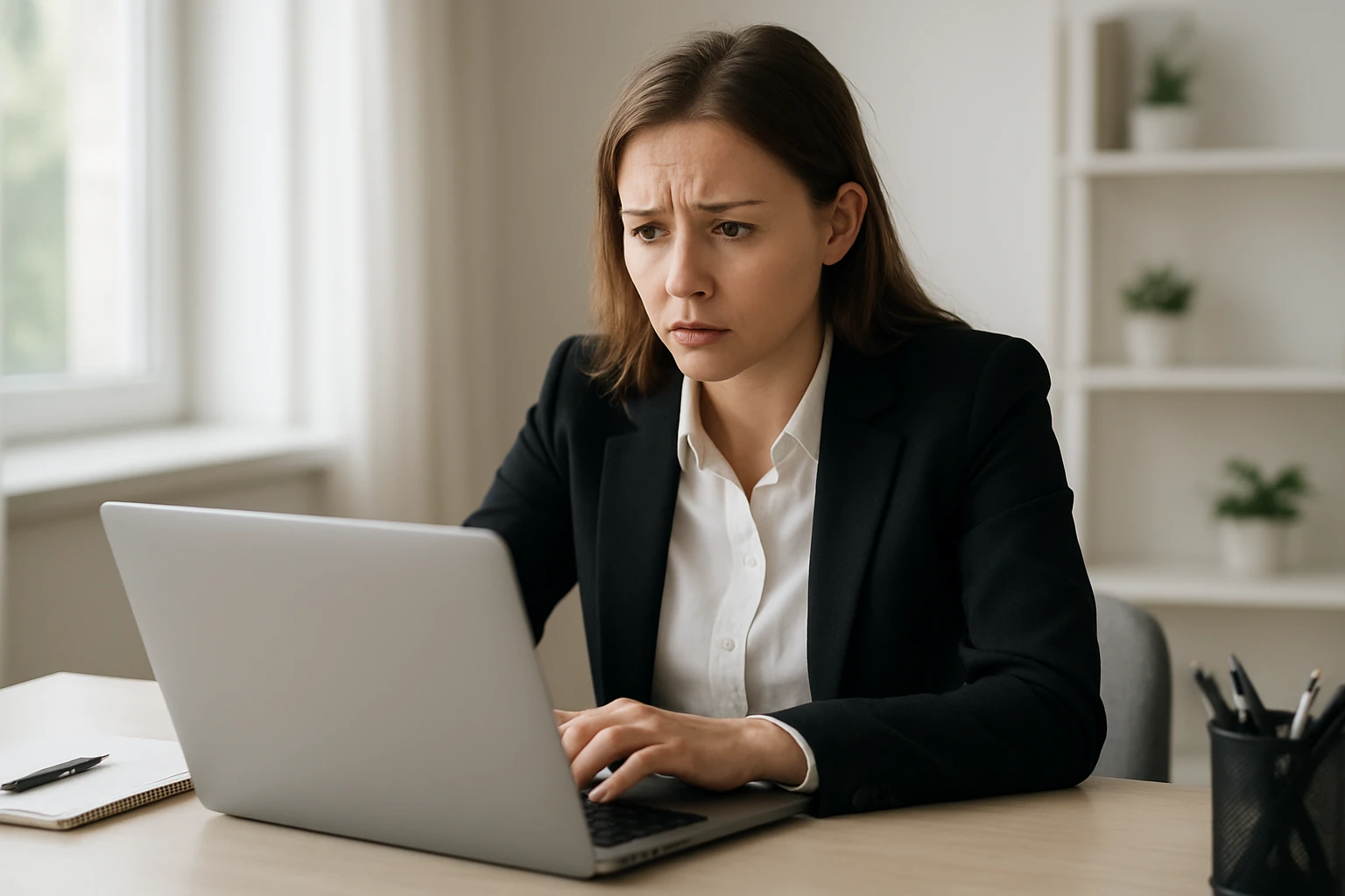 Job applicant reviewing a failed background check notification on a laptop
