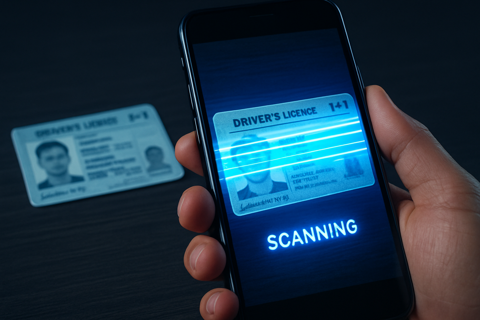 Smartphone scanning a Canadian driver's licence for digital identity verification